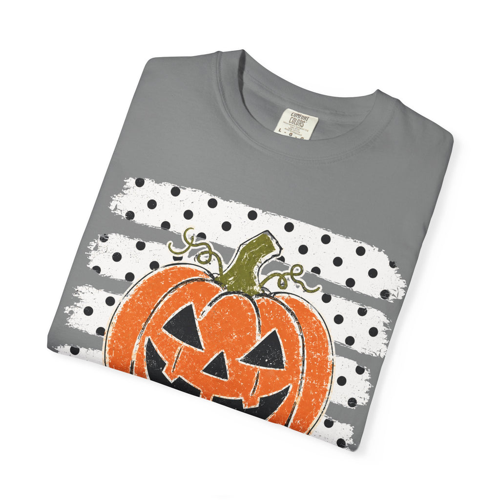 Polka Dot Stripes Pumpkin Comfort Color T-Shirt