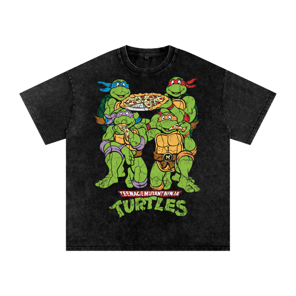 Teenage Mutant Ninja Turtles Pizza Vintage Graphic T-Shirt
